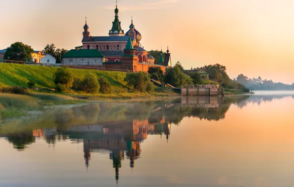 Summer, the sky, nature, reflection, river, Church, temple, Gordeev Edward