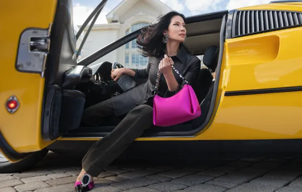 Picture Girl, Car, Bag, Fashion, Lucy Liu, Lucy Liu, Alexander Wang, Alexander Wang