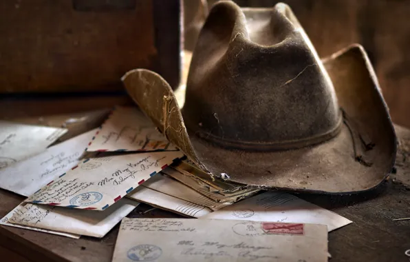 Picture background, hat, letters