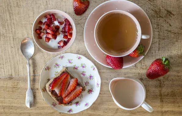 Tea, Breakfast, strawberry