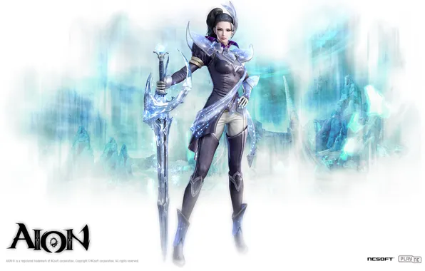 Picture ice, girl, Aion, swordsman