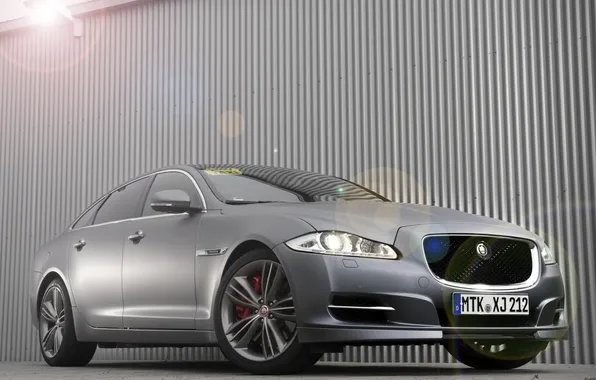Picture grey, background, Jaguar, Jaguar, lantern, sedan, Blik, the front