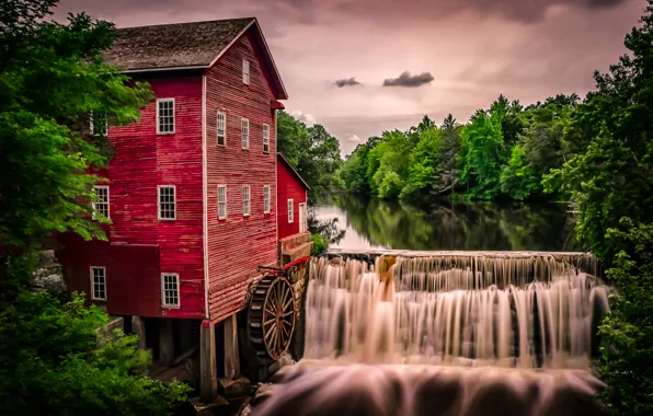 Picture river, waterfall, Wisconsin, mill, water mill, Wisconsin, Augusta, Augusta