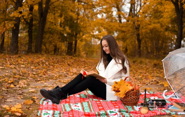 Girl, sweetheart, model, Nature, Leaves, Jeans, Eiffel Tower, Park