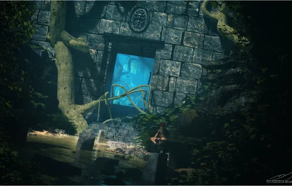 Vegetation, woman, construction, entrance, Entrance