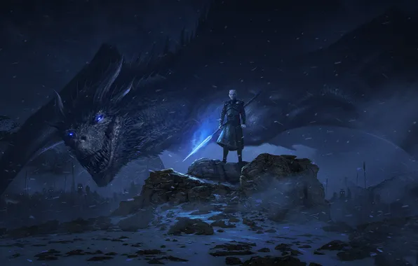 Picture dragon, art, the series, Game Of Thrones, The Night King