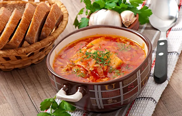 Picture red, national, russian, soup, closeup, borsch