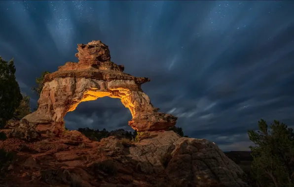 Landscape, night, nature, windows, USA, landscape, nature, night