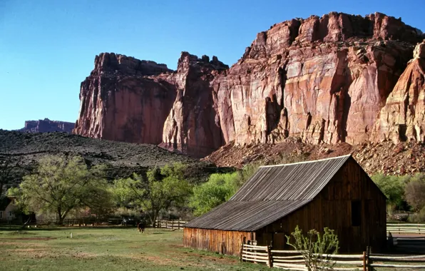 Picture mountains, usa, barn, Utah, mountains