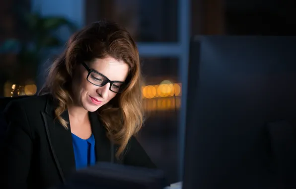 Glasses, office, makeup, worker, formal wear