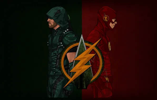 Picture crossover, hero, Arrow, Flash, yuusha, The Flash, CW