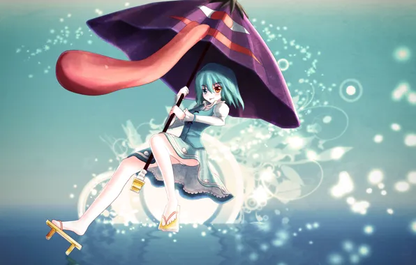 Look, girl, joy, mood, umbrella, touhou, art, heterochromia