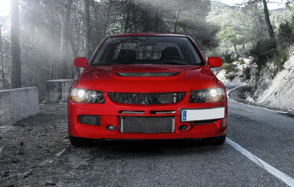 Red, before, Mitsubishi, red, Evo, Mitsubishi, evolution