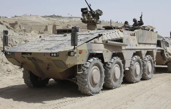 Sand, destruction, base, soldiers, machine gun, APC, The Bundeswehr, Armoured Transport Vehicle Boxer