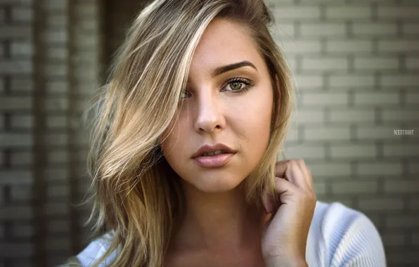Look, close-up, face, model, hand, portrait, makeup, hairstyle
