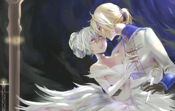 Picture girl, romance, anime, art, pair, guy, vocaloid, two