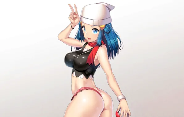 Girl, sexy, ass, long hair, boobs, anime, blue eyes, beautiful