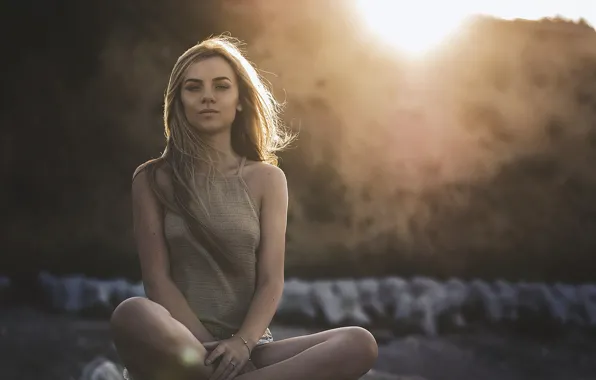 Look, girl, the sun, pose, model, shorts, portrait, makeup