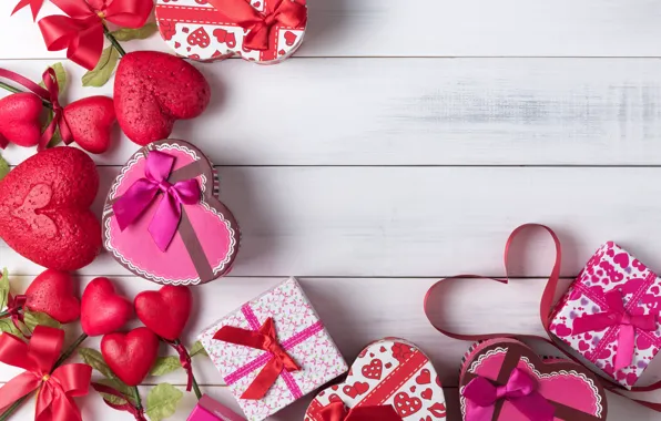 Love, heart, gifts, hearts, red, love, bow, box