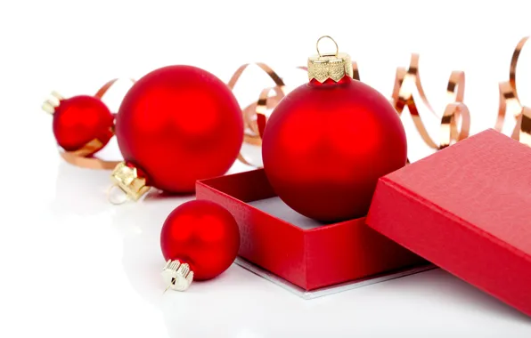 Balls, tape, box, balls, patterns, toy, New Year, Christmas