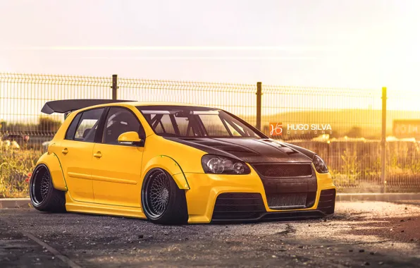 Picture Volkswagen, yellow, Golf, mk5, Hugo Silva