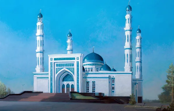 Picture landscape, Aibek Begalin, Two thousand thirteen, Mosque in Karaganda