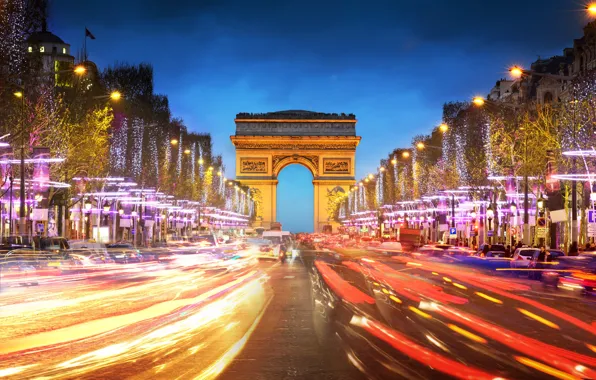 Road, machine, the city, people, France, Paris, the evening, excerpt