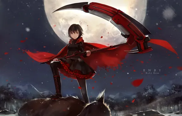 Picture girl, anime, art, cotta, ruby, rwby, upscale, ruby rose