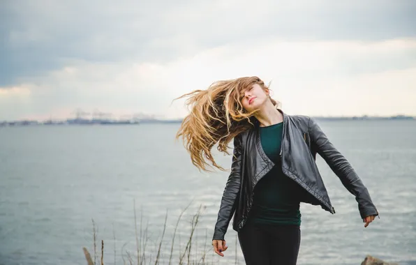 Picture girl, face, movement, mood, hair