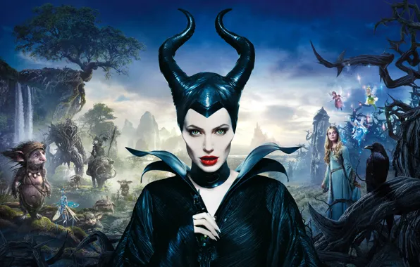 Picture Angelina Jolie, Movie, Maleficent, Elle Fanning, Brenton Thwaites
