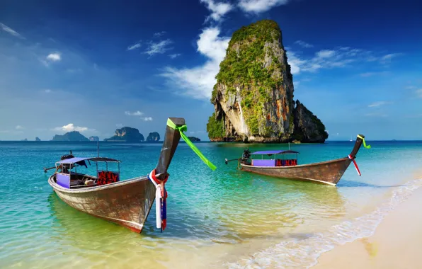 Sea, boats, Thailand