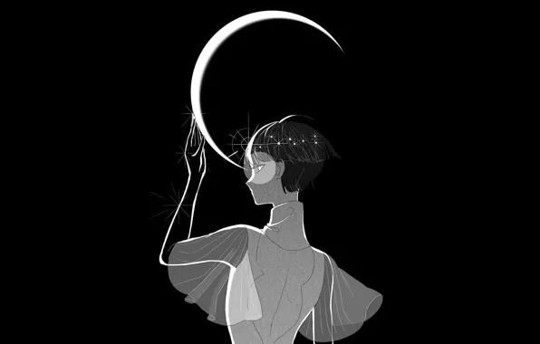 Girl, a month, black background, House no Kuni, Country Gems, Phosphophyllite, Phosphophyllite