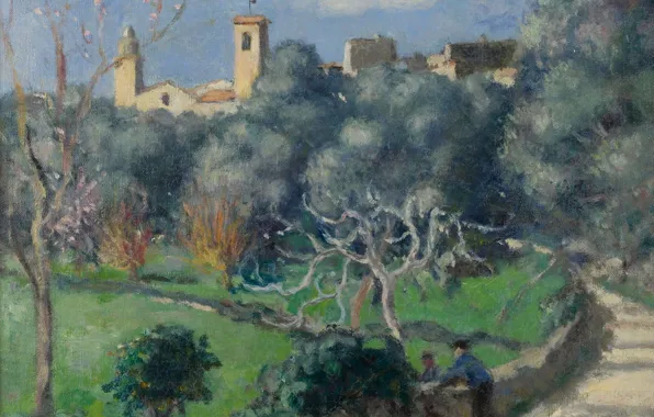 Picture landscape, picture, Albert Andre, Albert Andre, Landscape. The Church in Le Cannet