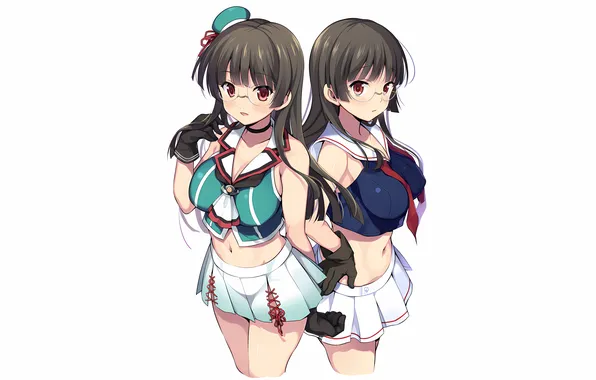 Sexy, cleavage, blouse, long hair, girls, hat, boobs, anime