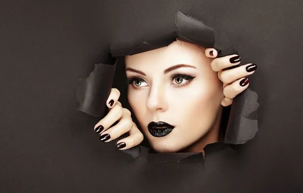 Face, blonde, the concept, black background, breakthrough, black, beautiful girl, beauty