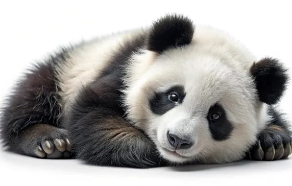 Look, nature, pose, bear, bear, Panda, white background, lies