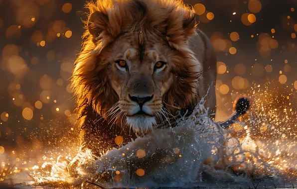 LOOK, WATER, LEO, DROPS, FACE, MANE, SQUIRT