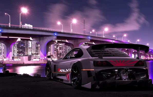 Bridge, The city, Tuning, Nissan, Nissan, Tuning, Sylvia, Silvia S15