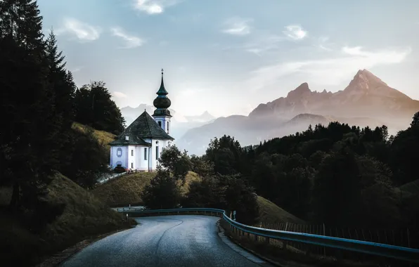 Mountains, Alps, Church