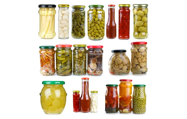 Mushrooms, polka dot, bow, Bank, white background, pepper, vegetables, tomatoes