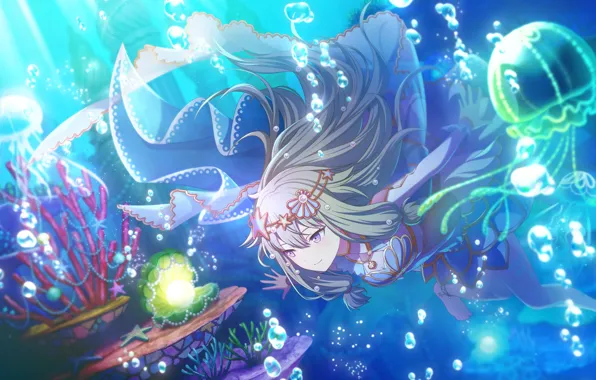 Girl, jellyfish, under water, pearl, Project Sekai Colorful Stage! feat. Hatsune Miku, Kusanagi Nene