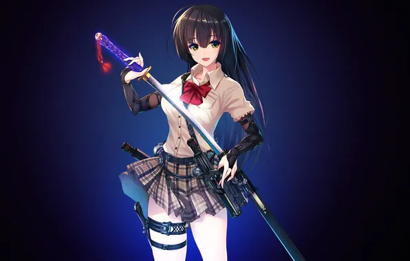 Girl, background, sword