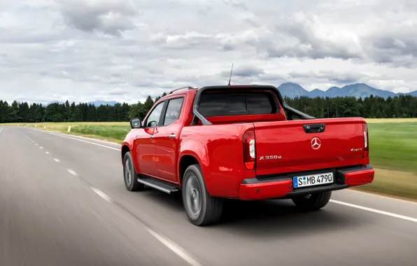 Picture road, red, Mercedes-Benz, back, pickup, 2018, X-Class