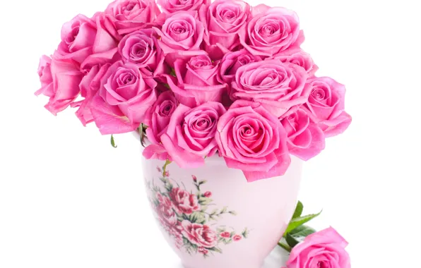 Roses, pink, pink, flowers, beautiful, vase, bouquet, roses