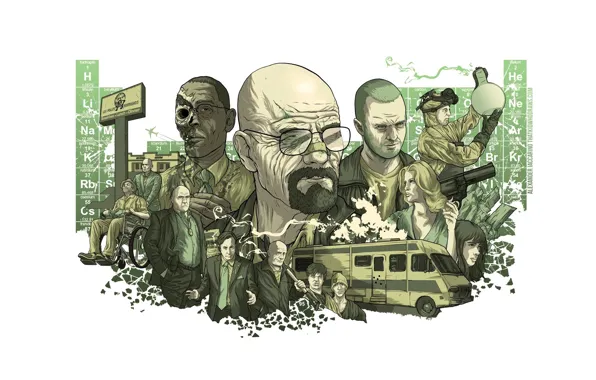 Collage, figure, the series, poster, characters, Breaking bad, Breaking Bad