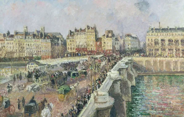 Bridge, Paris, picture, the urban landscape, Camille Pissarro, Pont-Neuf A Sunny Day