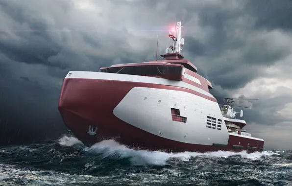The ocean, Sea, Wave, Board, Rain, Helicopter, Storm, The ship