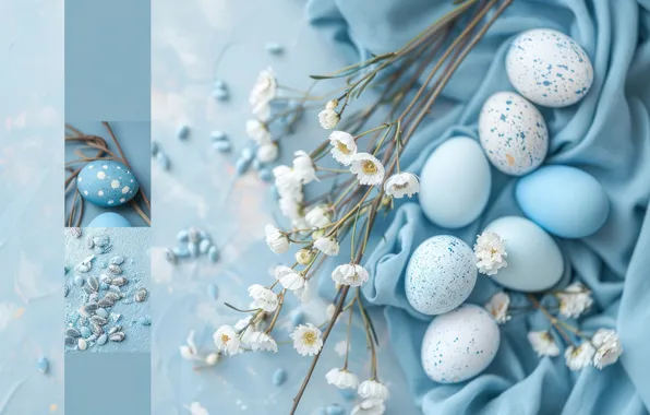 Flowers, holiday, eggs, spring, Easter, painted, Easter, eggs