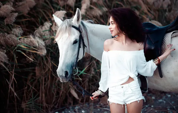 Girl, horse, shorts, Alia Lando, Ivan Gorokhov