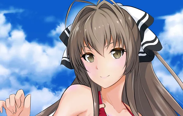 Girl, long hair, brown hair, brown eyes, anime, beautiful, pretty, face